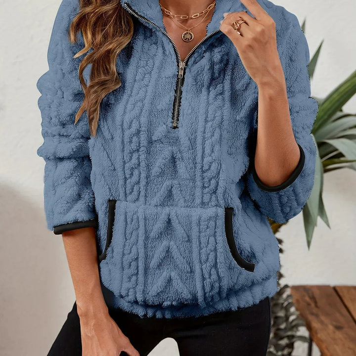 Nora – Plush Textured Zip Pullover