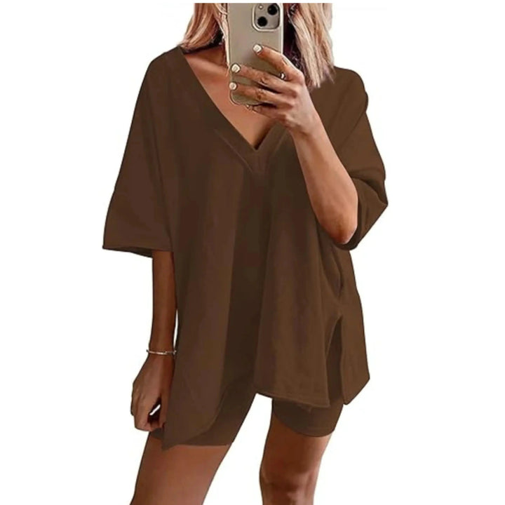 RAMLYN™ – Casual Oversized V-Neck and Short Set