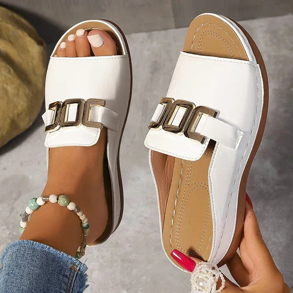 MICHELLE™ - Block Heel Slip-On Sandals