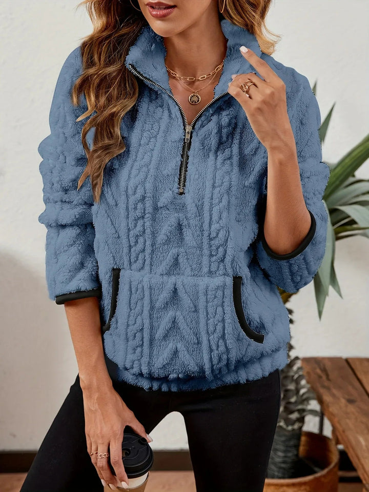 Nora – Plush Textured Zip Pullover