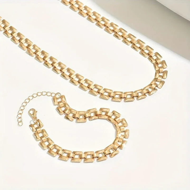 Square Buckle Necklace & Bracelet Set