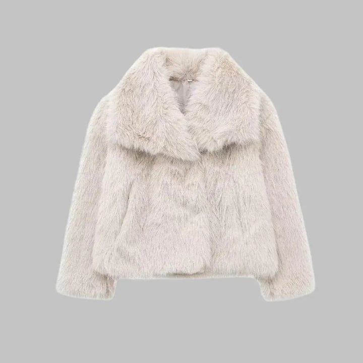WEENA™ - Classy Long Sleeve Collared Fuzzy Coat