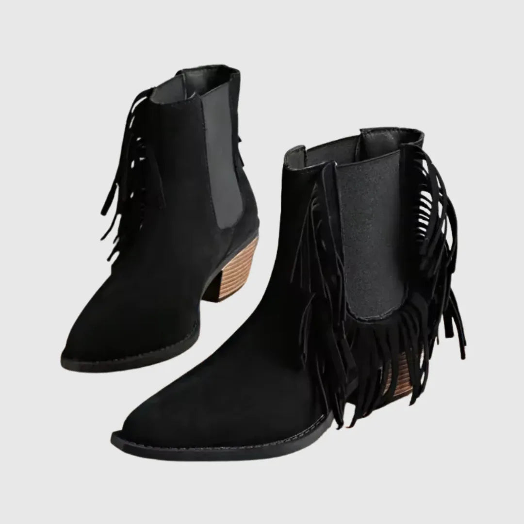 Olivine | Fringe Suede Ankle Boots