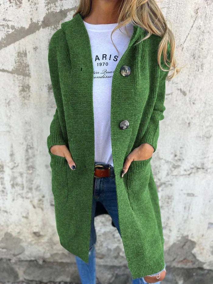 Yasmine – Long Knit Cardigan with Hood