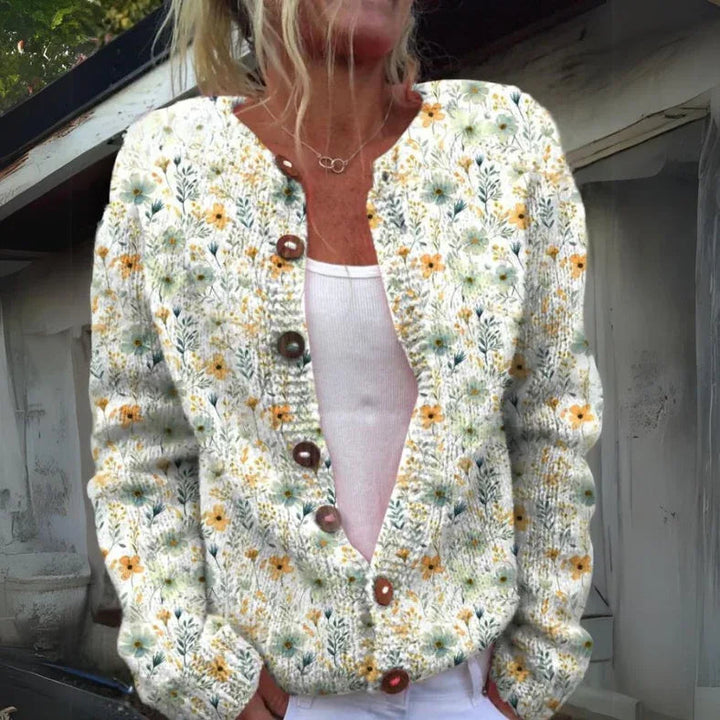 Leilani - Warm and beautiful cardigan with floral print