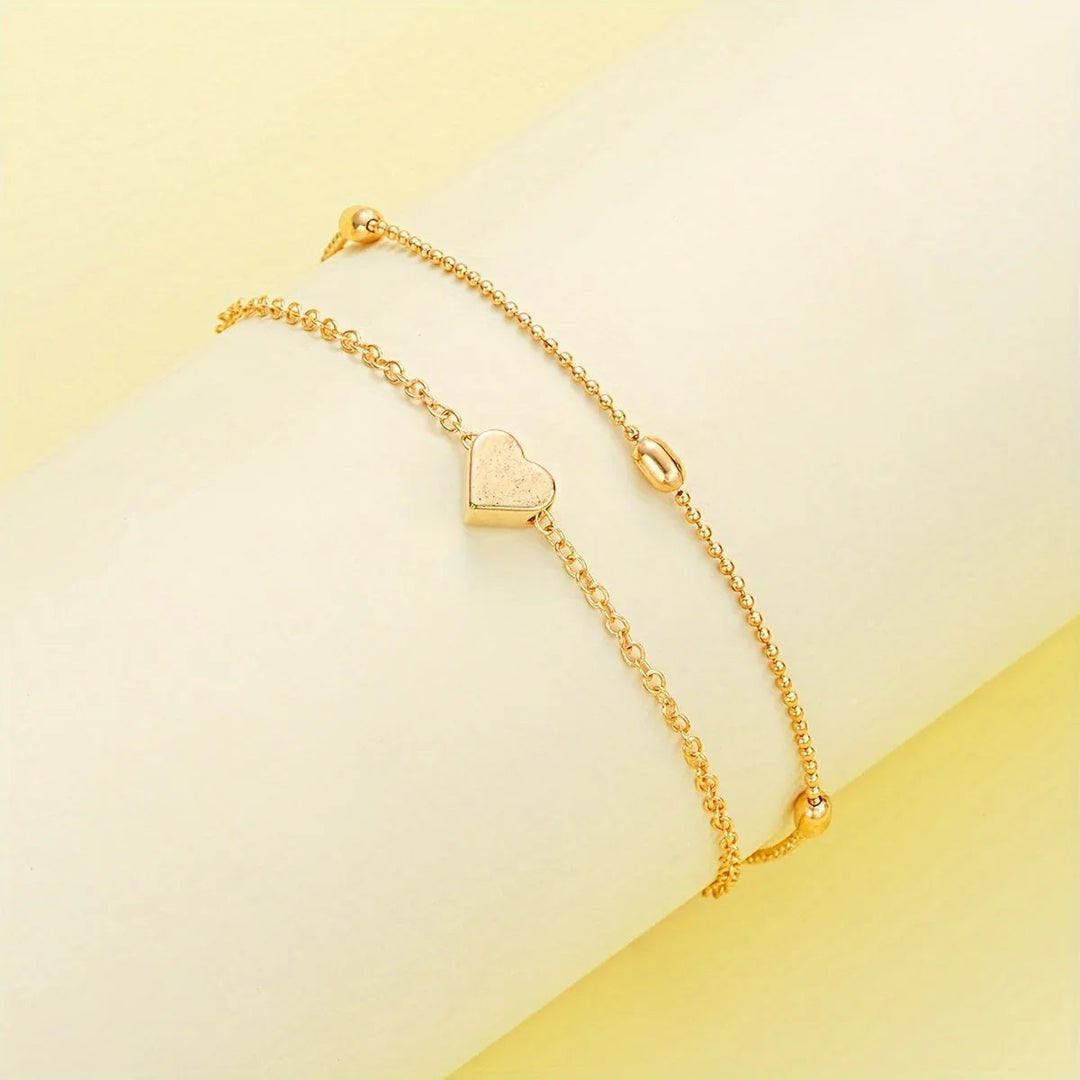 Simple Heart Necklace & Bracelet Set