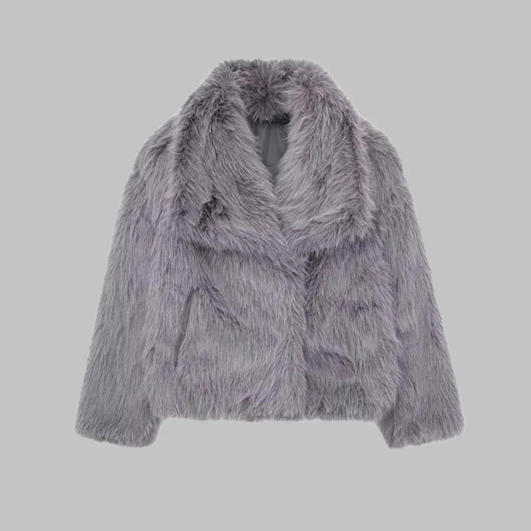 WEENA™ - Classy Long Sleeve Collared Fuzzy Coat