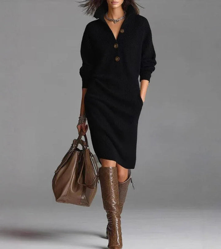 Scarlett | Elegant Winter Dress Sweater with Buttons