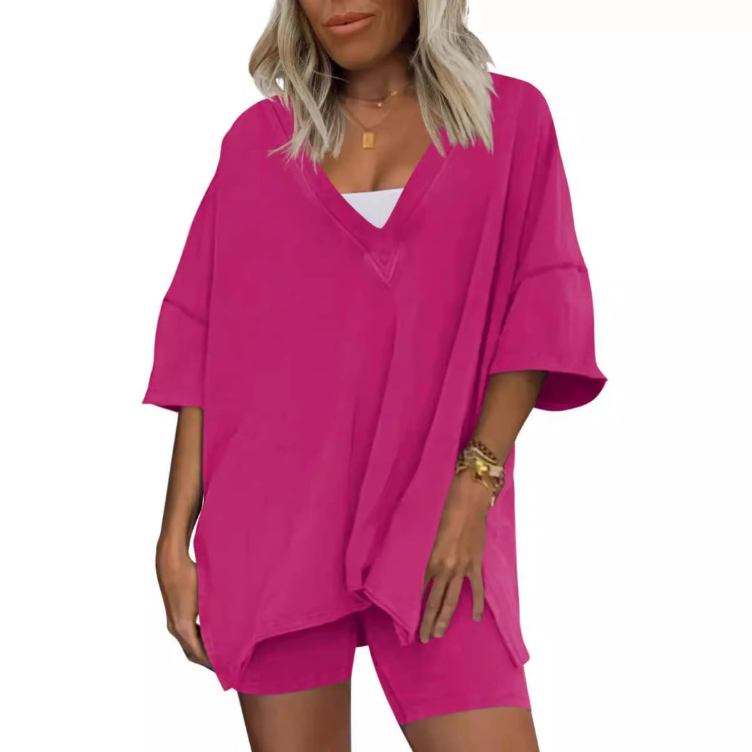 RAMLYN™ – Casual Oversized V-Neck and Short Set