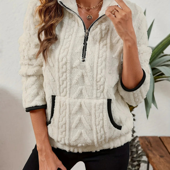 Nora – Plush Textured Zip Pullover