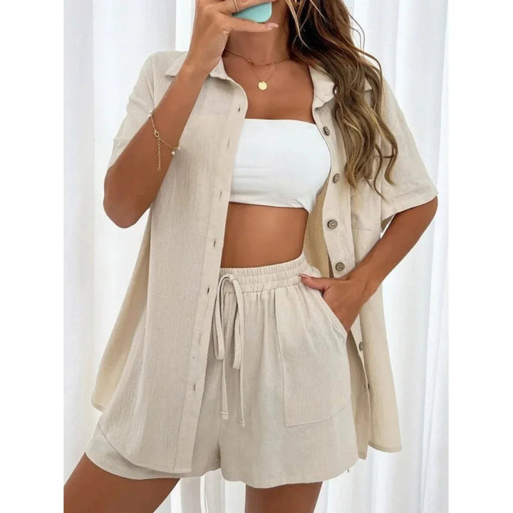 KRISTINE™ – Casual Summer  Button-Down Lounge Set