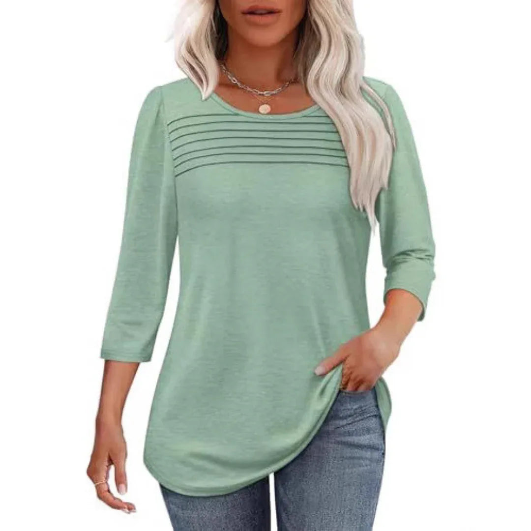 TESSARA™ – Casual Pleated Front Spring Top