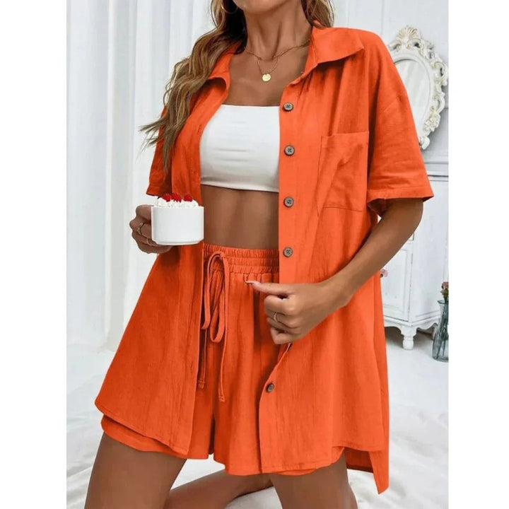 KRISTINE™ – Casual Summer  Button-Down Lounge Set