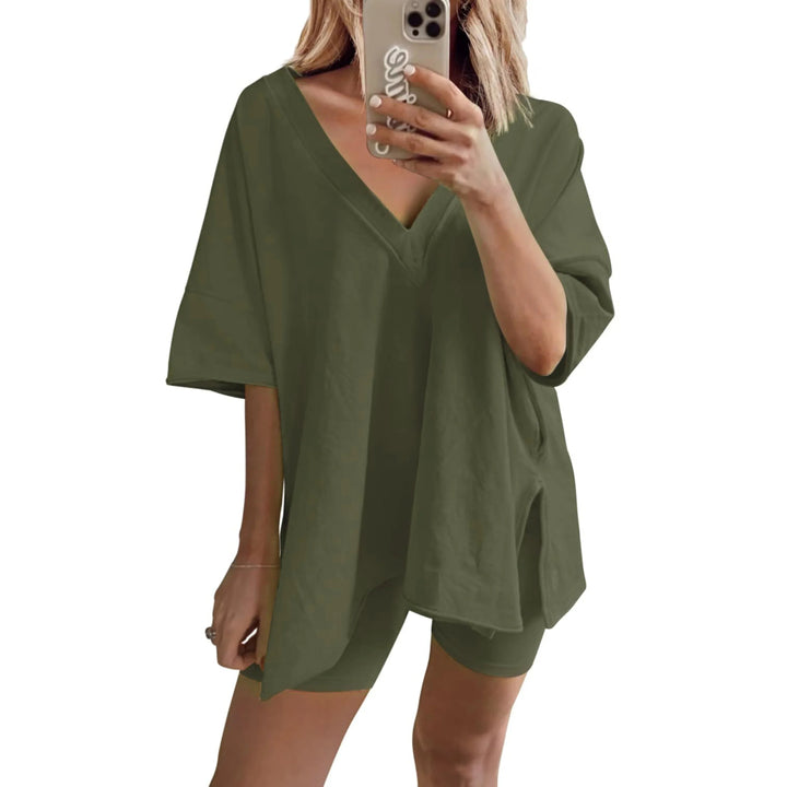 RAMLYN™ – Casual Oversized V-Neck and Short Set