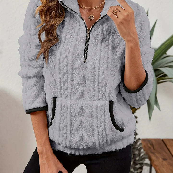 Nora – Plush Textured Zip Pullover