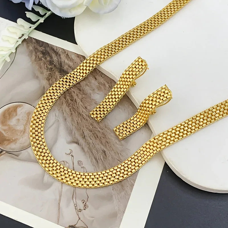 Refined Long Necklace, Bracelet & Earrings Set