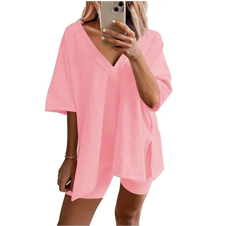 RAMLYN™ – Casual Oversized V-Neck and Short Set