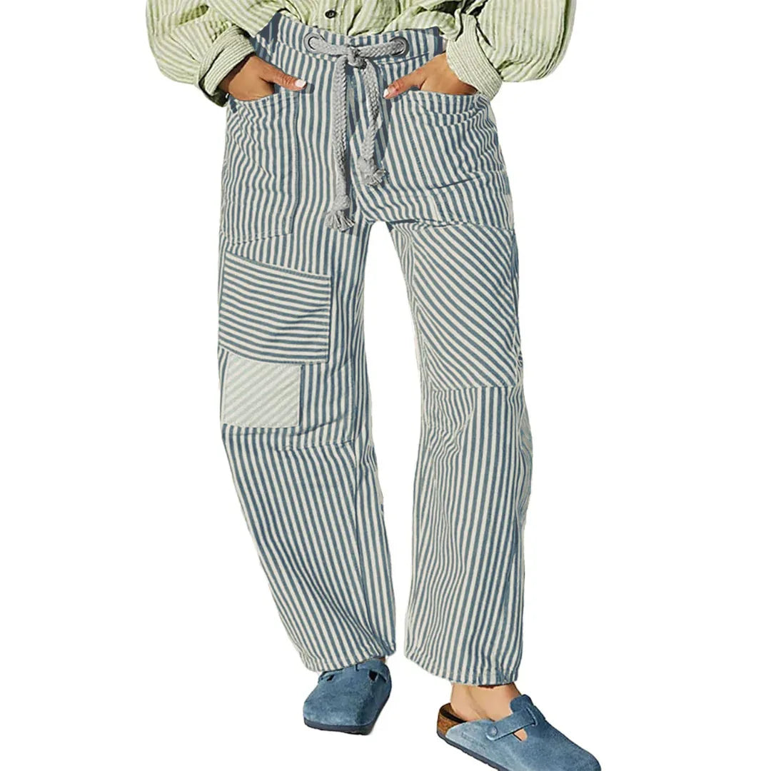 PERLAH™ – Chic Stripe Drawstring Wide-Leg Pants