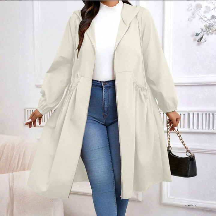 AVRIL™ - Casual Plus Size Drawstring Zip-Up Long Sleeve Hooded Coat