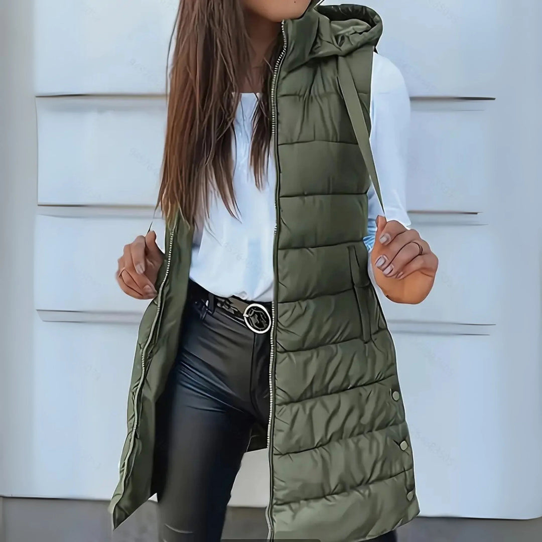 RAIN™ - Casual Sleeveless Hood Long Puffer Vest