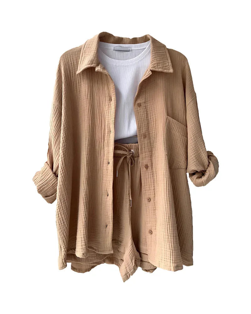 VERA™ – Modern Button-Up Shorts Set