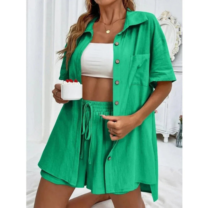 KRISTINE™ – Casual Summer  Button-Down Lounge Set