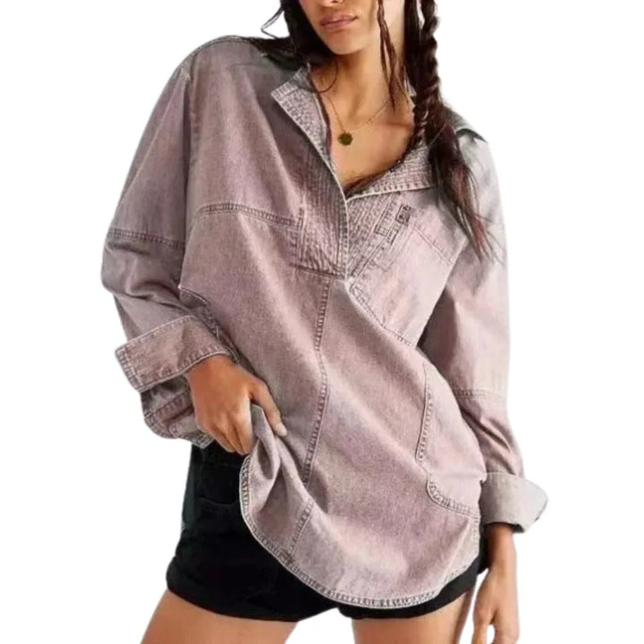 NISHA™ - Chic V-Neck Loose Fit Long-sleeve Top