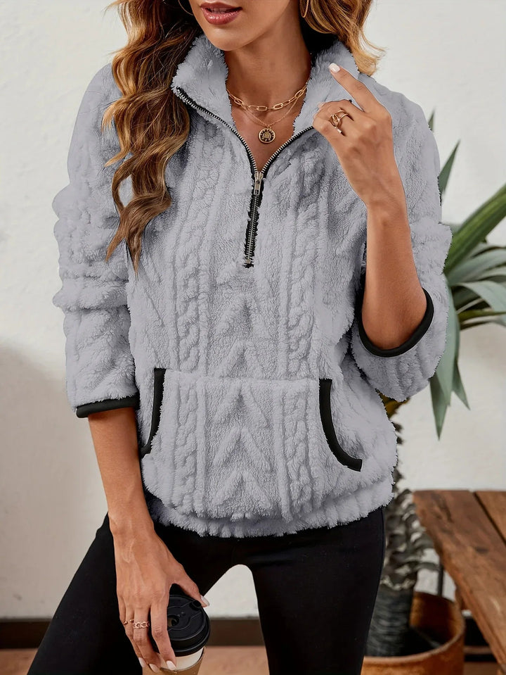 Nora – Plush Textured Zip Pullover