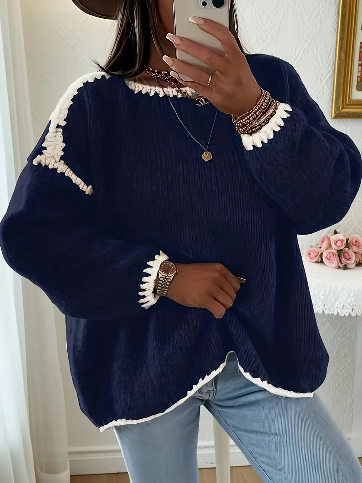 Aveline – Soft Patchwork Knit Sweater