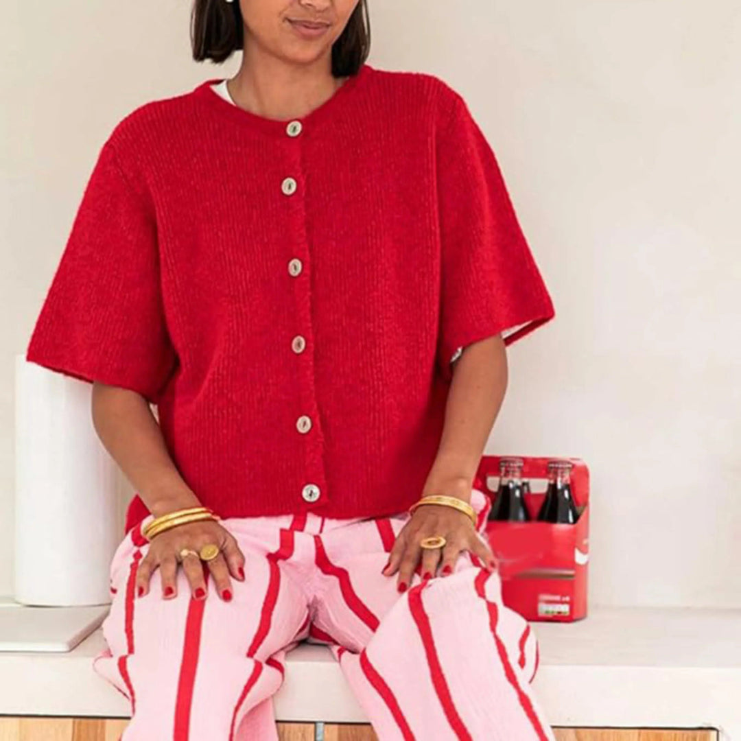 VISAIA™ – Lightweight Short Sleeve Button Down Cardigan