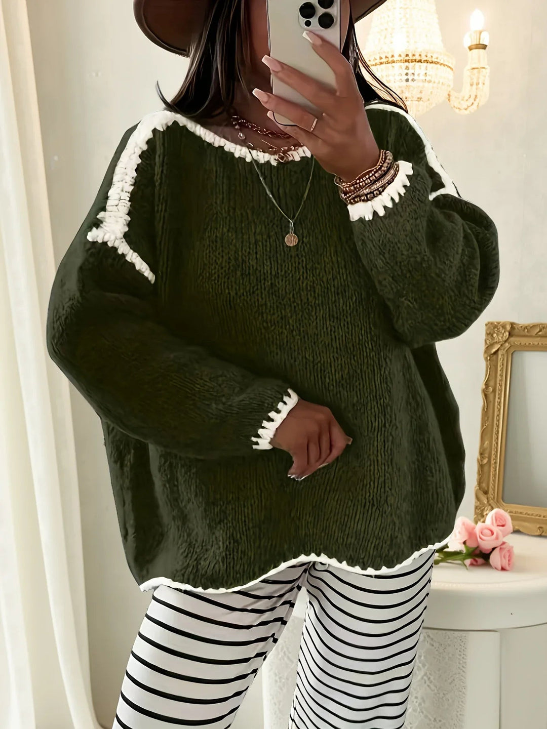 Aveline – Soft Patchwork Knit Sweater