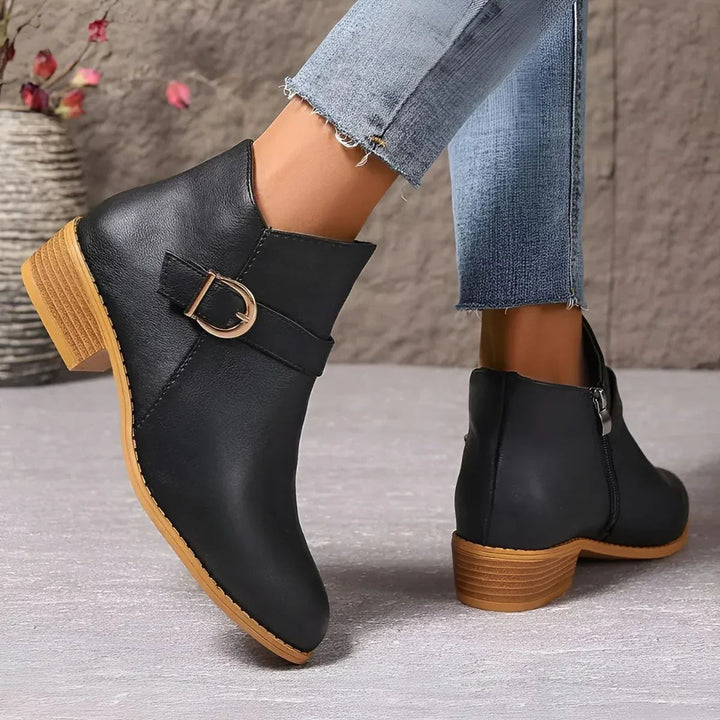 Bethany I Brown Buckle Ankle Boots