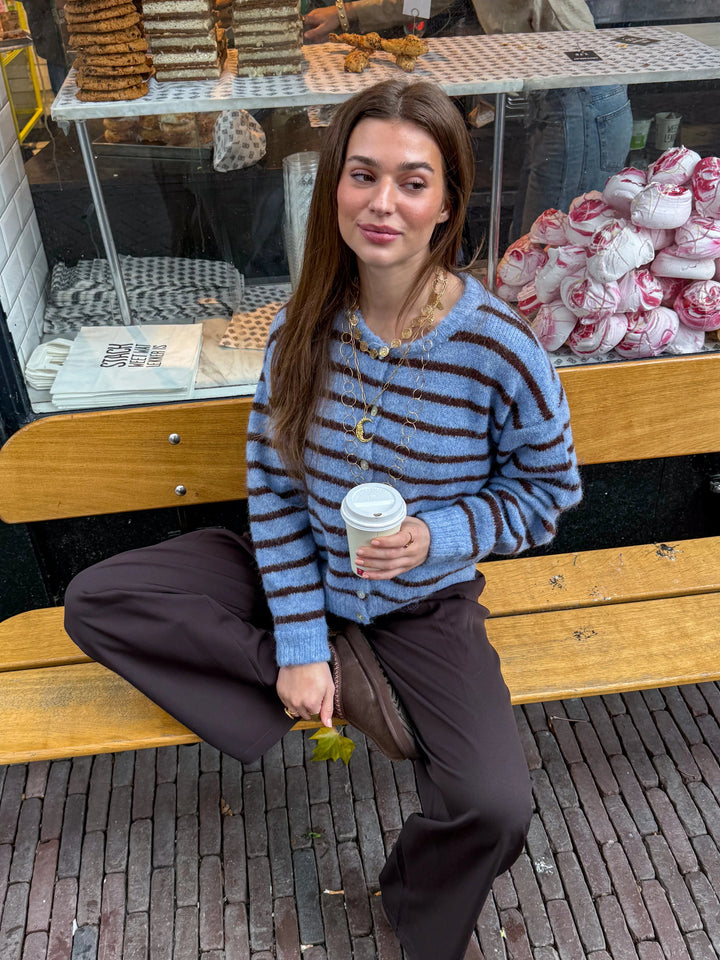 Aurora Vest Stripe Blue/Brown