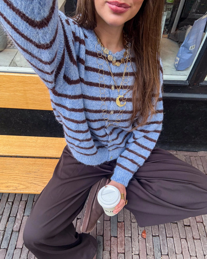 Aurora Vest Stripe Blue/Brown