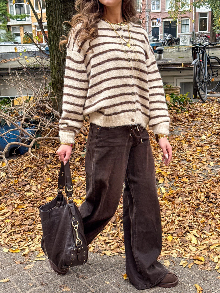 Aurora Vest Stripe Cream/Brown