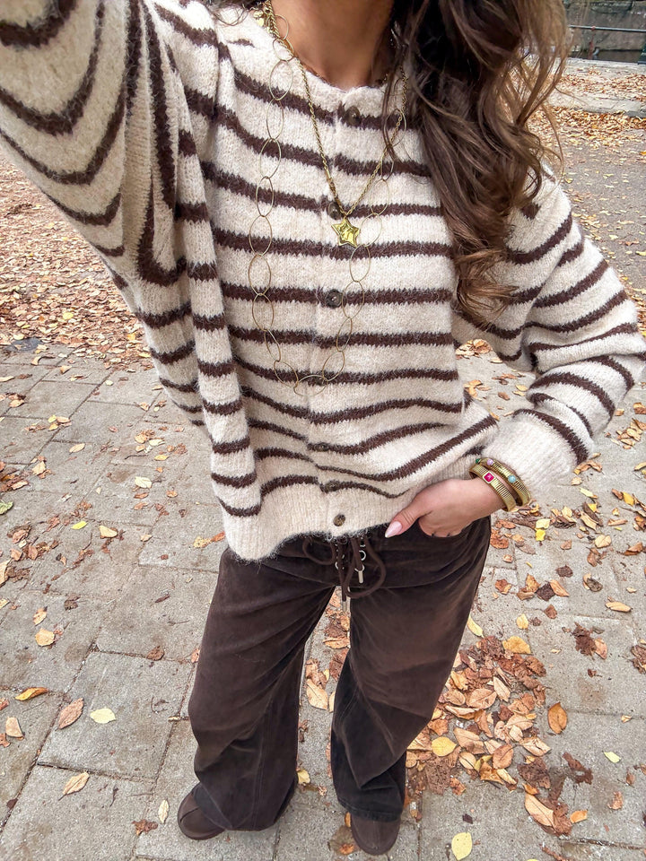 Aurora Vest Stripe Cream/Brown