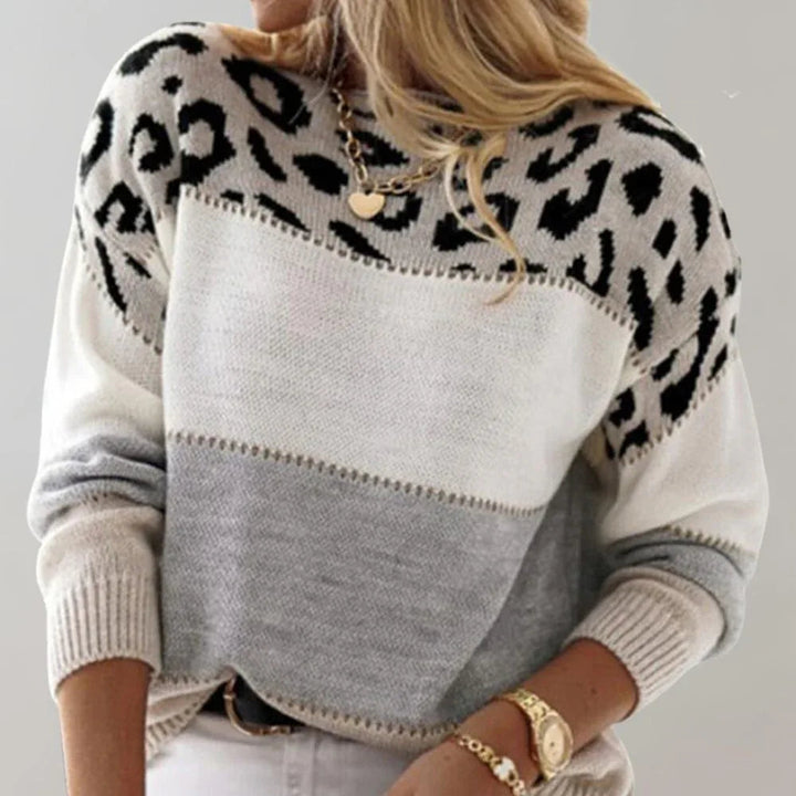 Diane | Leopard Accent Knit Sweater