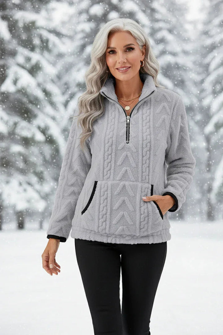 Nora – Plush Textured Zip Pullover
