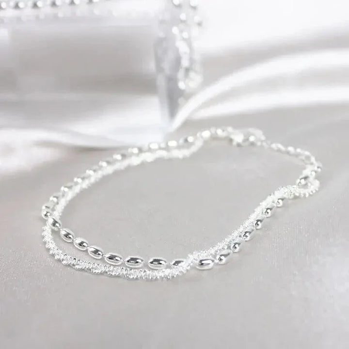 Silver Bracelet Set with Zirconia Details