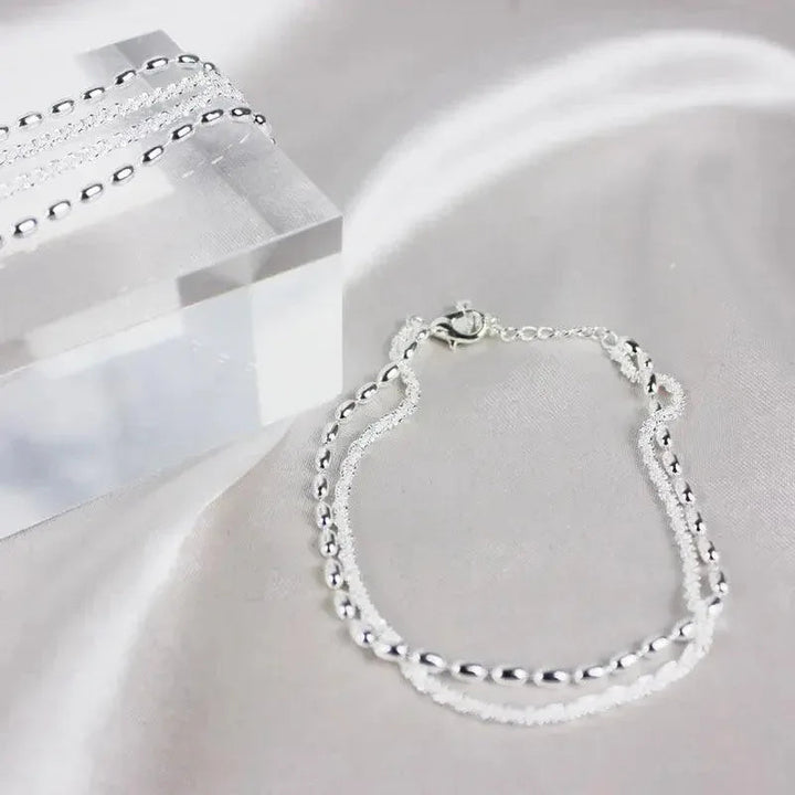 Silver Bracelet Set with Zirconia Details