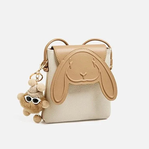 Rabbit Genuine Leather Mini Crossbody Phone Bag