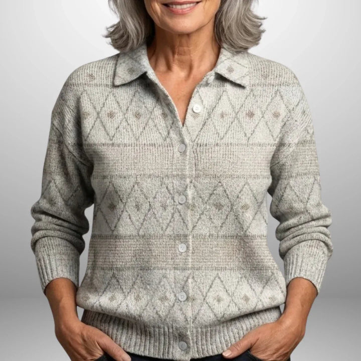 Keira - Vintage Abstract Buttoned Sweater