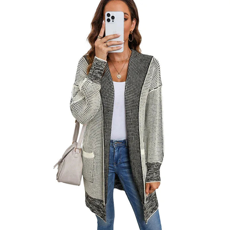 IRISH™ - Oversized Plaid Chunky Knit Open Front Cardigan