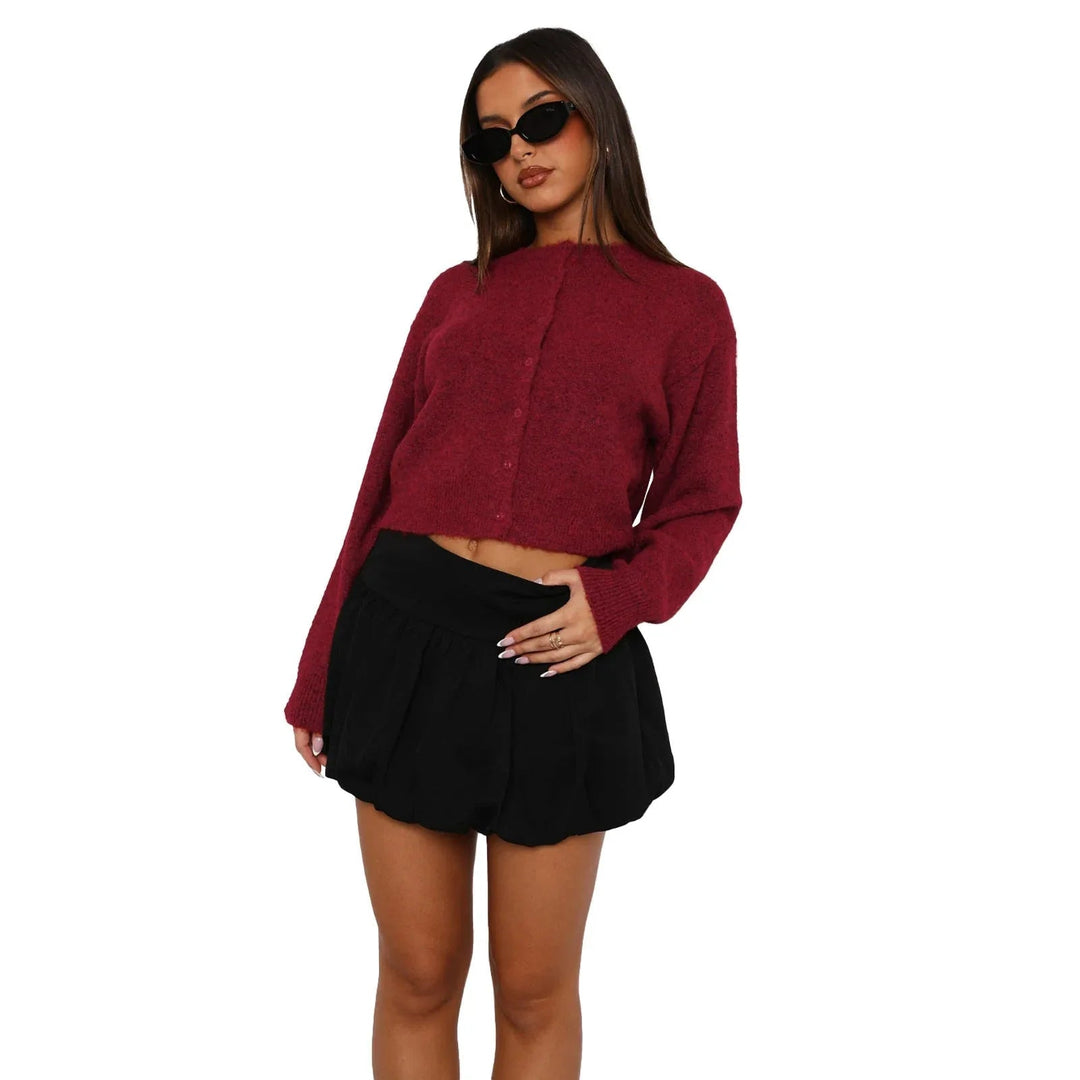 SHASA™ - Casual Cropped Long Sleeve Cardigan