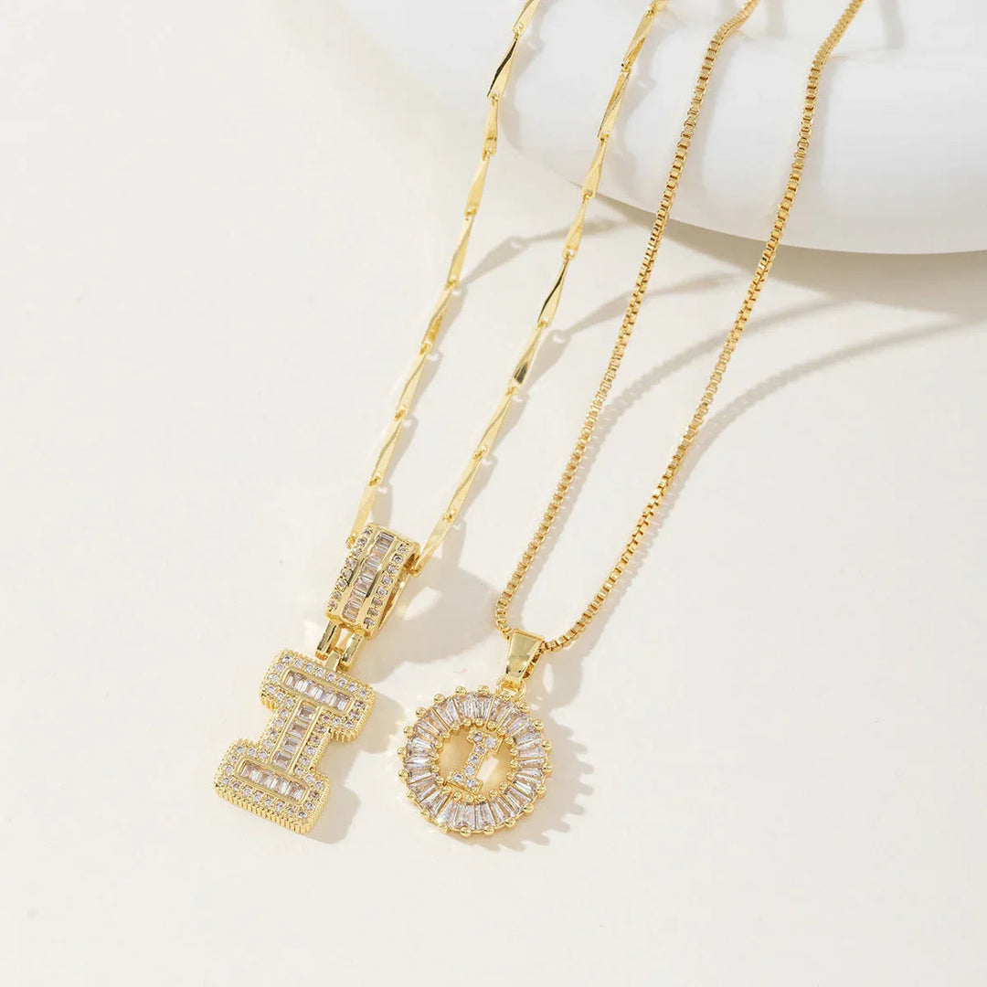 AISHA™ - Elegant 2-Pack Initial Letter Pendant Necklaces