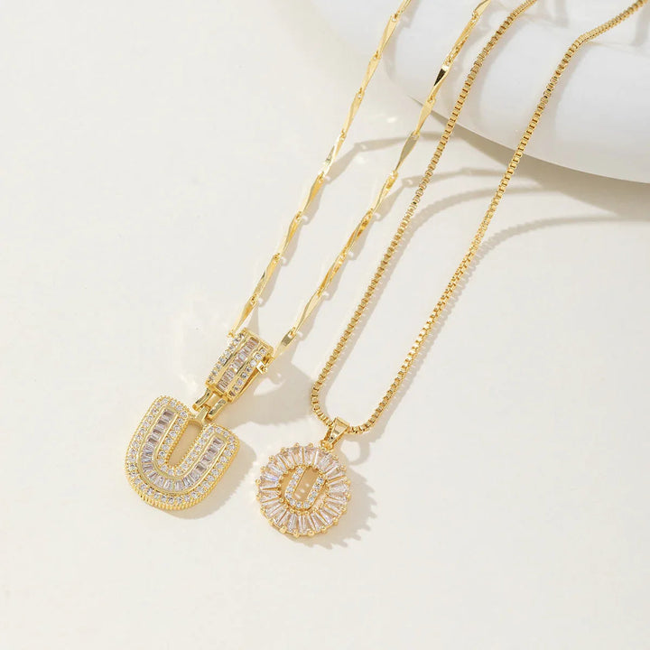 AISHA™ - Elegant 2-Pack Initial Letter Pendant Necklaces