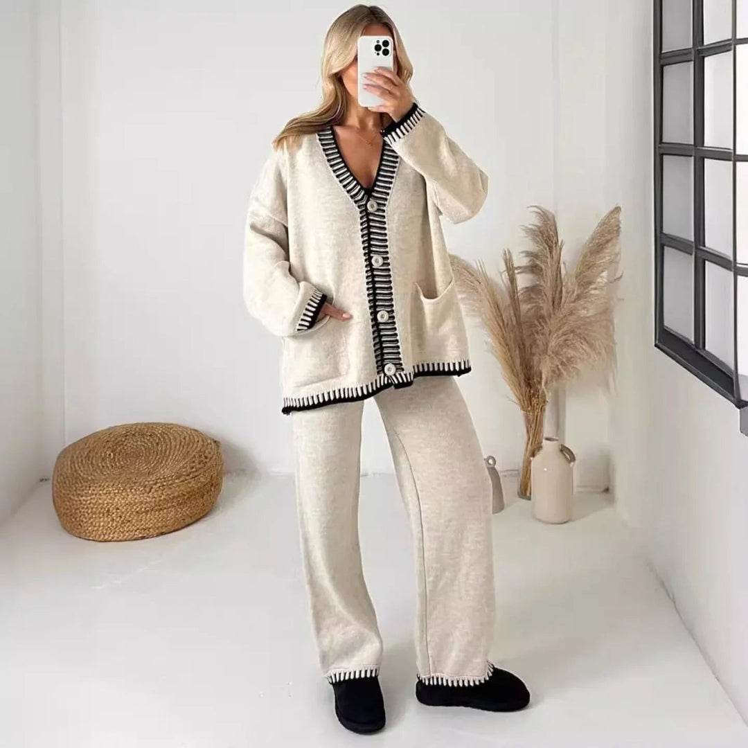 DOLA™ - Cozy Long Sleeve Cardigan and Wide Leg Pants Set