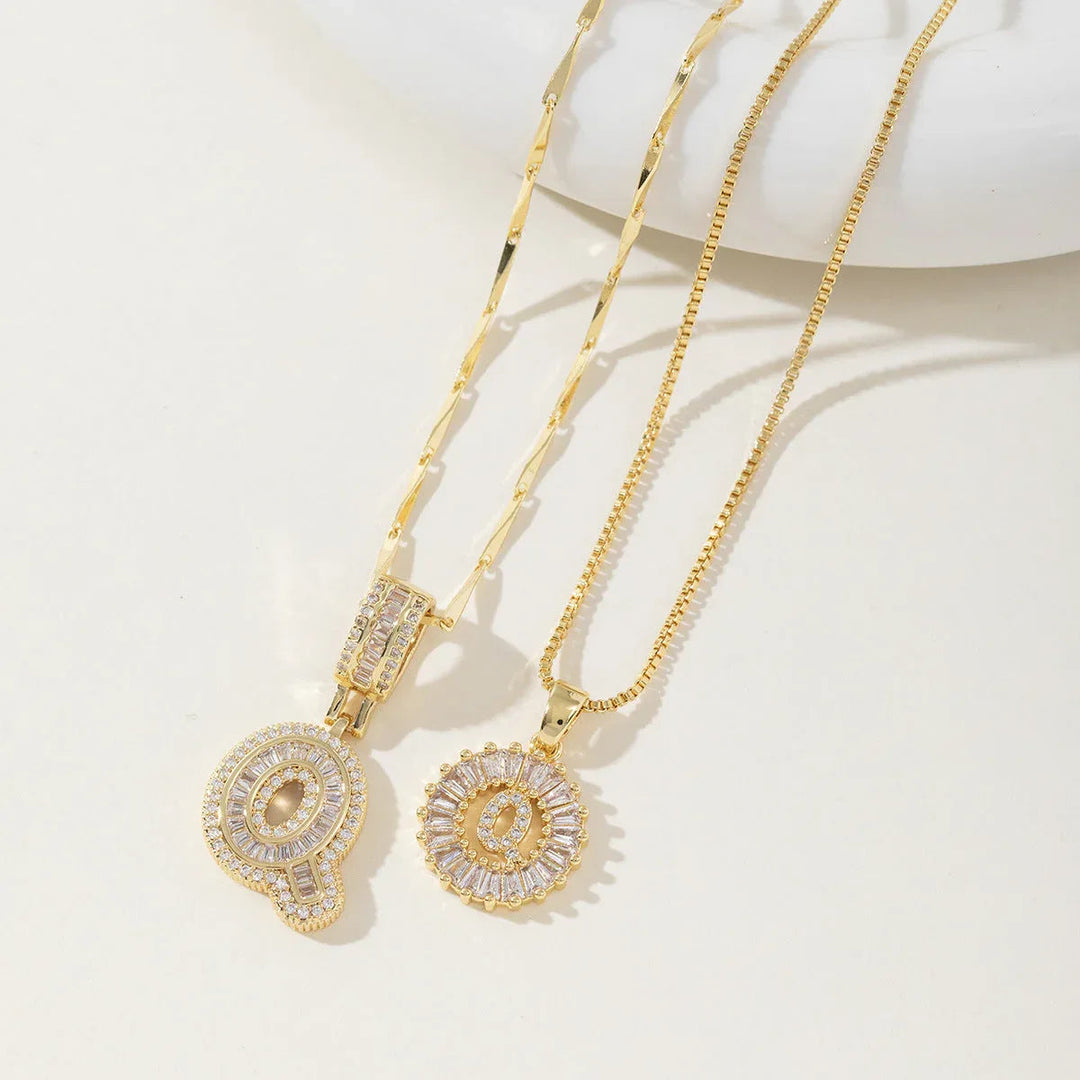 AISHA™ - Elegant 2-Pack Initial Letter Pendant Necklaces