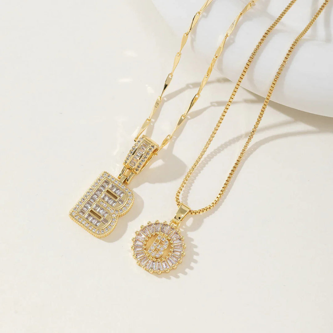 AISHA™ - Elegant 2-Pack Initial Letter Pendant Necklaces