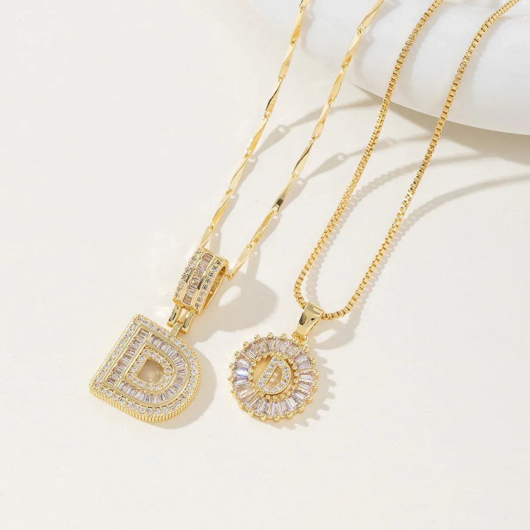 AISHA™ - Elegant 2-Pack Initial Letter Pendant Necklaces